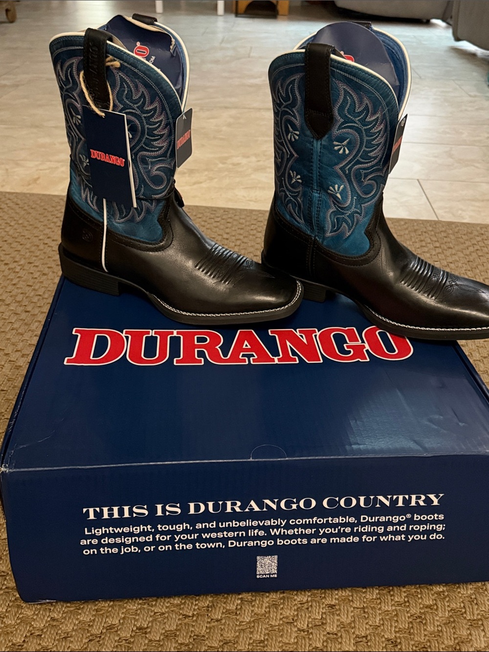 Durango Black and Teal Women’s Western Heeled Boots